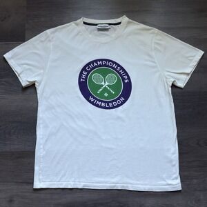 Official Wimbledon The Championships Tennis Club Logo T-shirt Size XL White